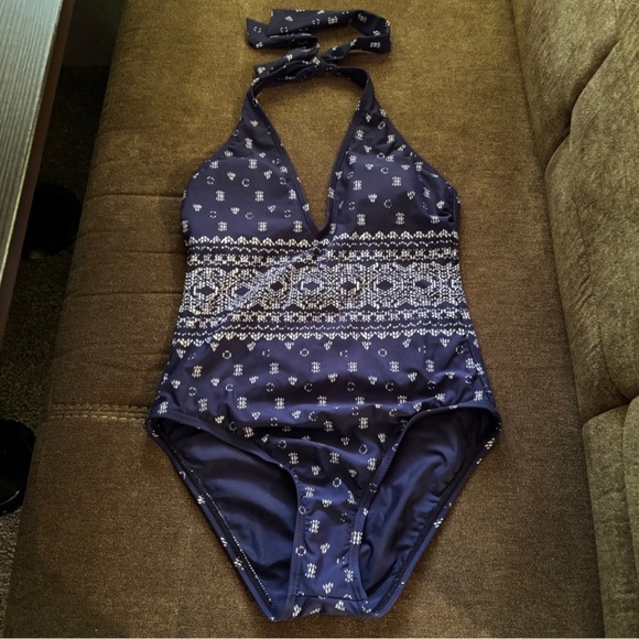 Splendid One Piece Swimsuit Halter Navy Blue Women's Size M NWT - Picture 1 of 3